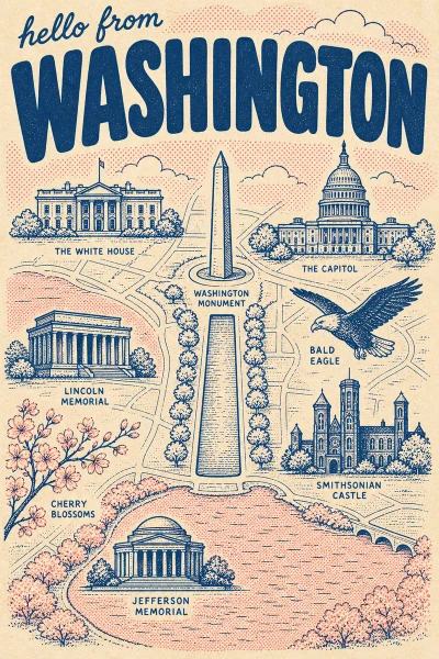 Washington, District of Columbia postcard design 2 of 6 — portrait