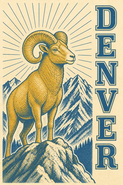 Denver, Colorado postcard design 3 of 6 — portrait