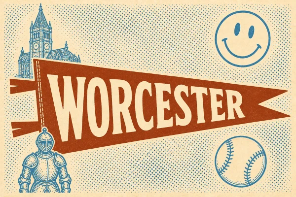 Worcester, Massachusetts postcard design 5 of 6 — landscape