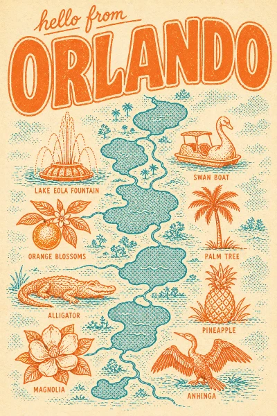 Orlando, Florida postcard design 2 of 6 — portrait