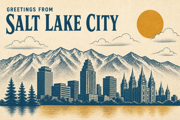 Salt Lake City, Utah postcard design 4 of 6 — landscape