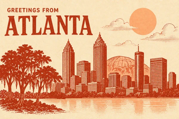Atlanta, Georgia postcard design 4 of 6 — landscape