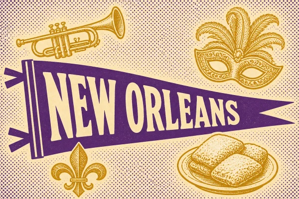 New Orleans, Louisiana postcard design 5 of 6 — landscape