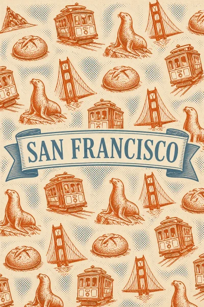 San Francisco, California postcard design 6 of 6 — portrait