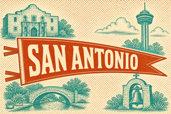 San Antonio, Texas postcard design 5 of 6 — landscape