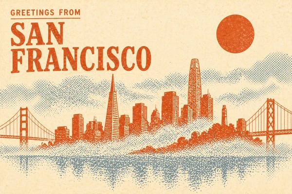 San Francisco, California postcard design 4 of 6 — landscape