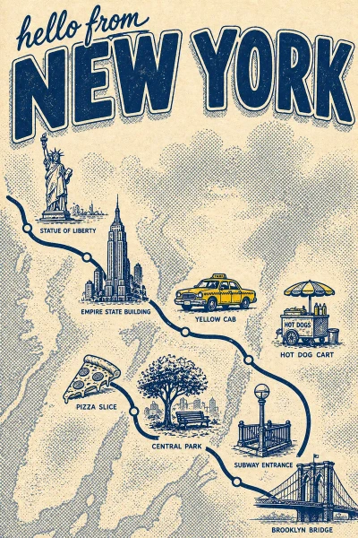 New York, New York postcard design 4 of 9 — portrait