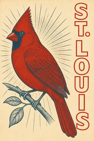 St Louis, Missouri postcard design 3 of 6 — portrait
