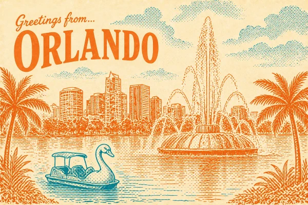 Orlando, Florida postcard design 1 of 6 — landscape