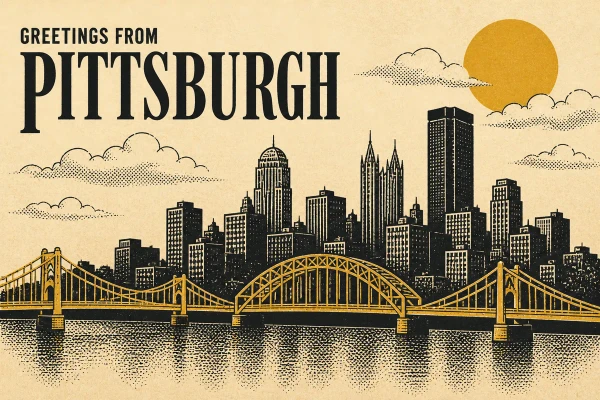 Pittsburgh, Pennsylvania postcard design 4 of 6 — landscape