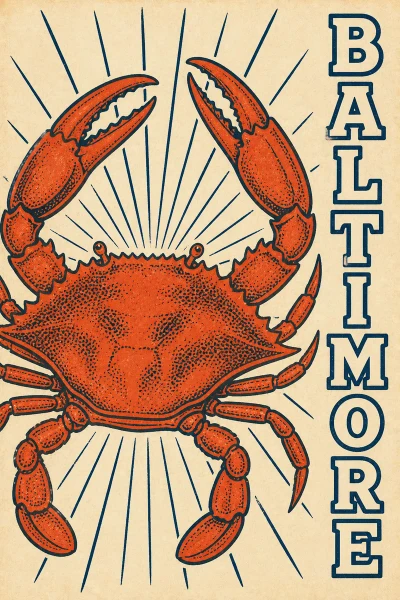 Baltimore, Maryland postcard design 3 of 6 — portrait