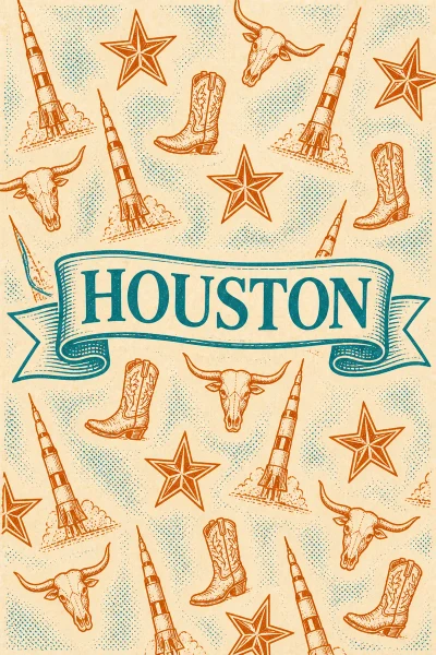 Houston, Texas postcard design 6 of 6 — portrait
