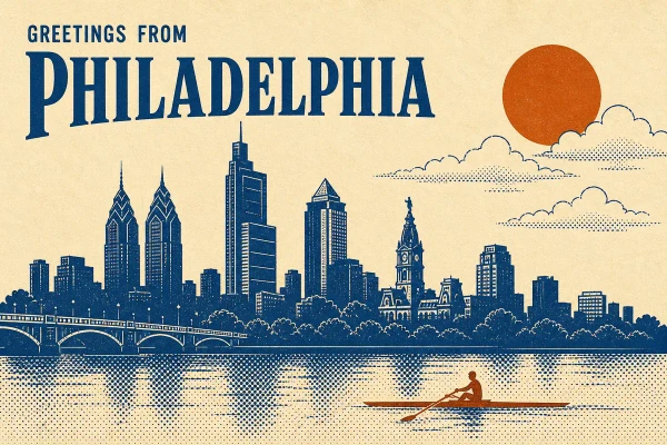 Philadelphia, Pennsylvania postcard design 4 of 6 — landscape