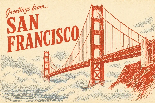 San Francisco, California postcard design 1 of 6 — landscape