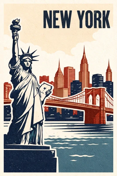 New York, New York postcard design 7 of 9 — portrait
