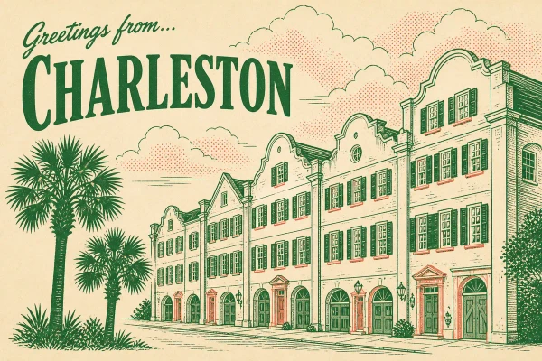 Charleston, South Carolina postcard design 1 of 6 — landscape