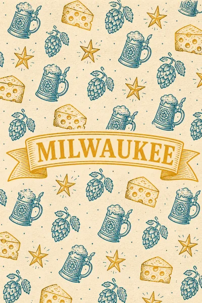Milwaukee, Wisconsin postcard design 6 of 6 — portrait