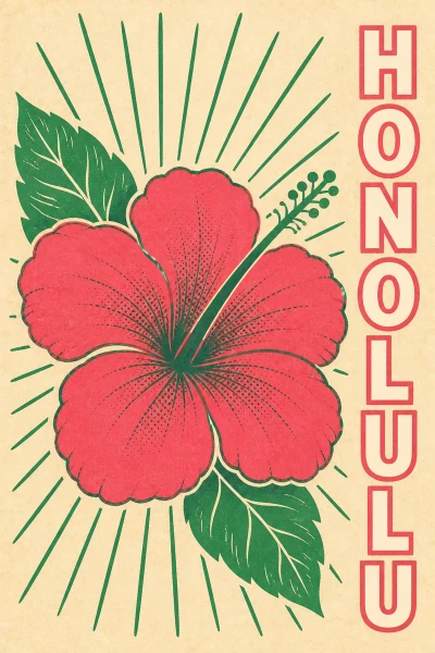 Honolulu, Hawaii postcard design 3 of 6 — portrait