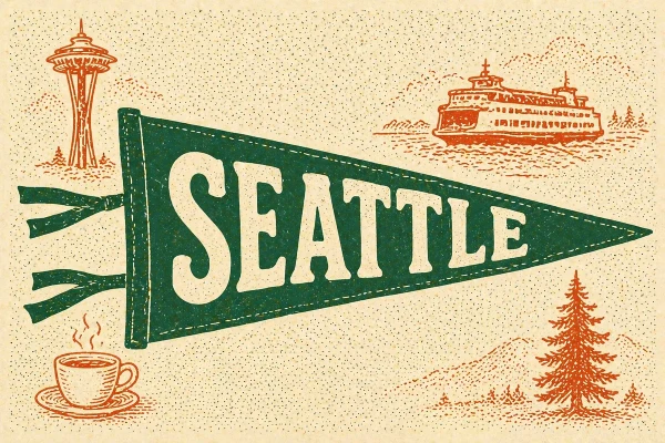Seattle, Washington postcard design 4 of 5 — landscape