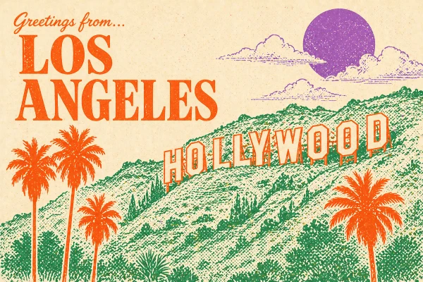 Los Angeles, California postcard design 1 of 6 — landscape