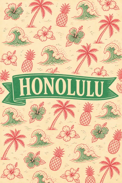 Honolulu, Hawaii postcard design 6 of 6 — portrait