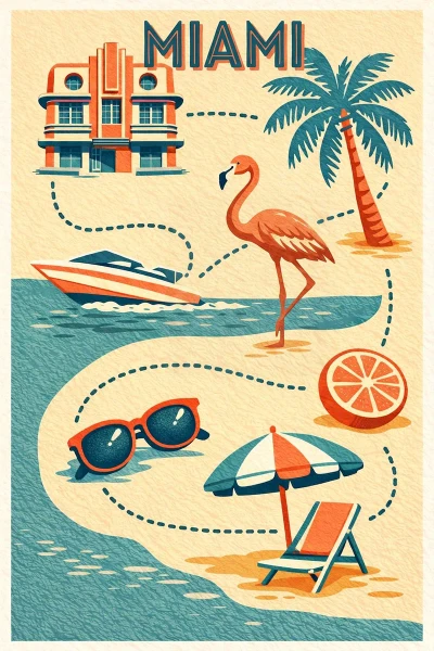 Miami, Florida postcard design 10 of 14 — portrait