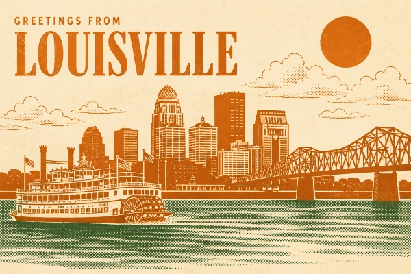 Louisville, Kentucky postcard design 4 of 6 — landscape