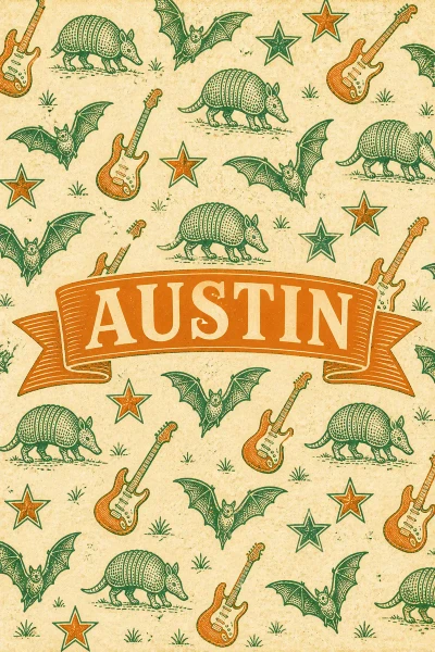 Austin, Texas postcard design 6 of 6 — portrait