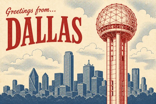 Dallas, Texas postcard design 1 of 6 — landscape