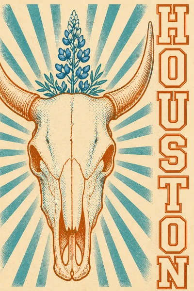 Houston, Texas postcard design 3 of 6 — portrait