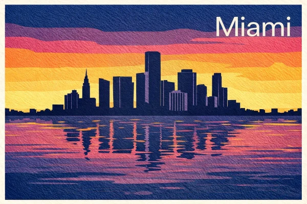 Miami, Florida postcard design 9 of 14 — landscape