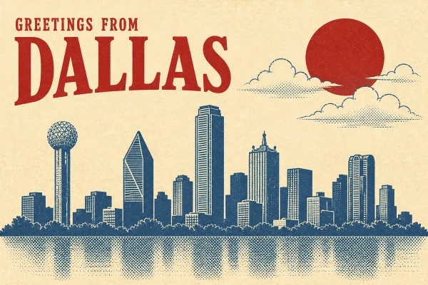 Dallas, Texas postcard design 4 of 6 — landscape
