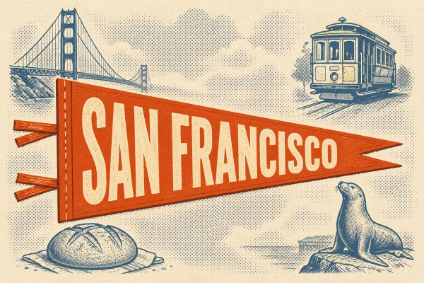 San Francisco, California postcard design 5 of 6 — landscape