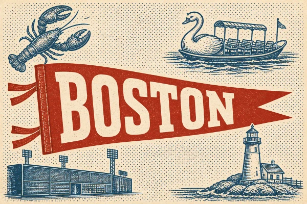 Boston, Massachusetts postcard design 5 of 6 — landscape