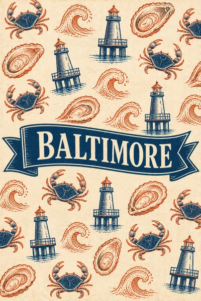 Baltimore, Maryland postcard design 6 of 6 — portrait