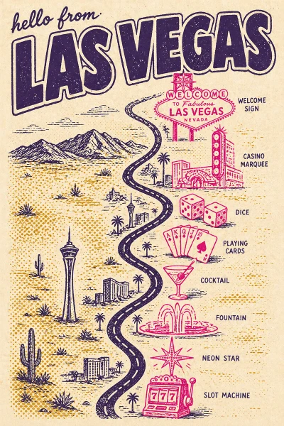 Las Vegas, Nevada postcard design 2 of 6 — portrait