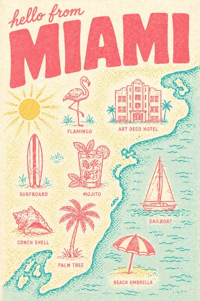 Miami, Florida postcard design 5 of 14 — portrait