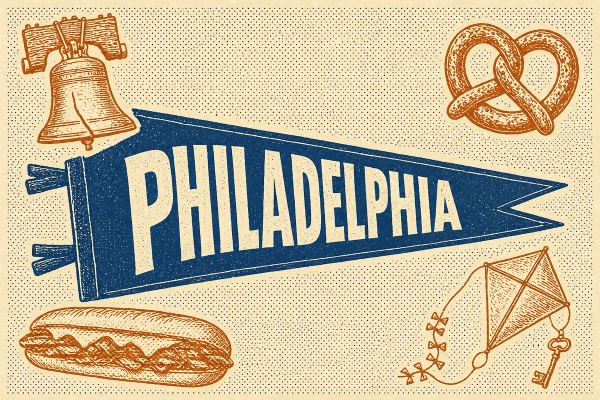 Philadelphia, Pennsylvania postcard design 5 of 6 — landscape