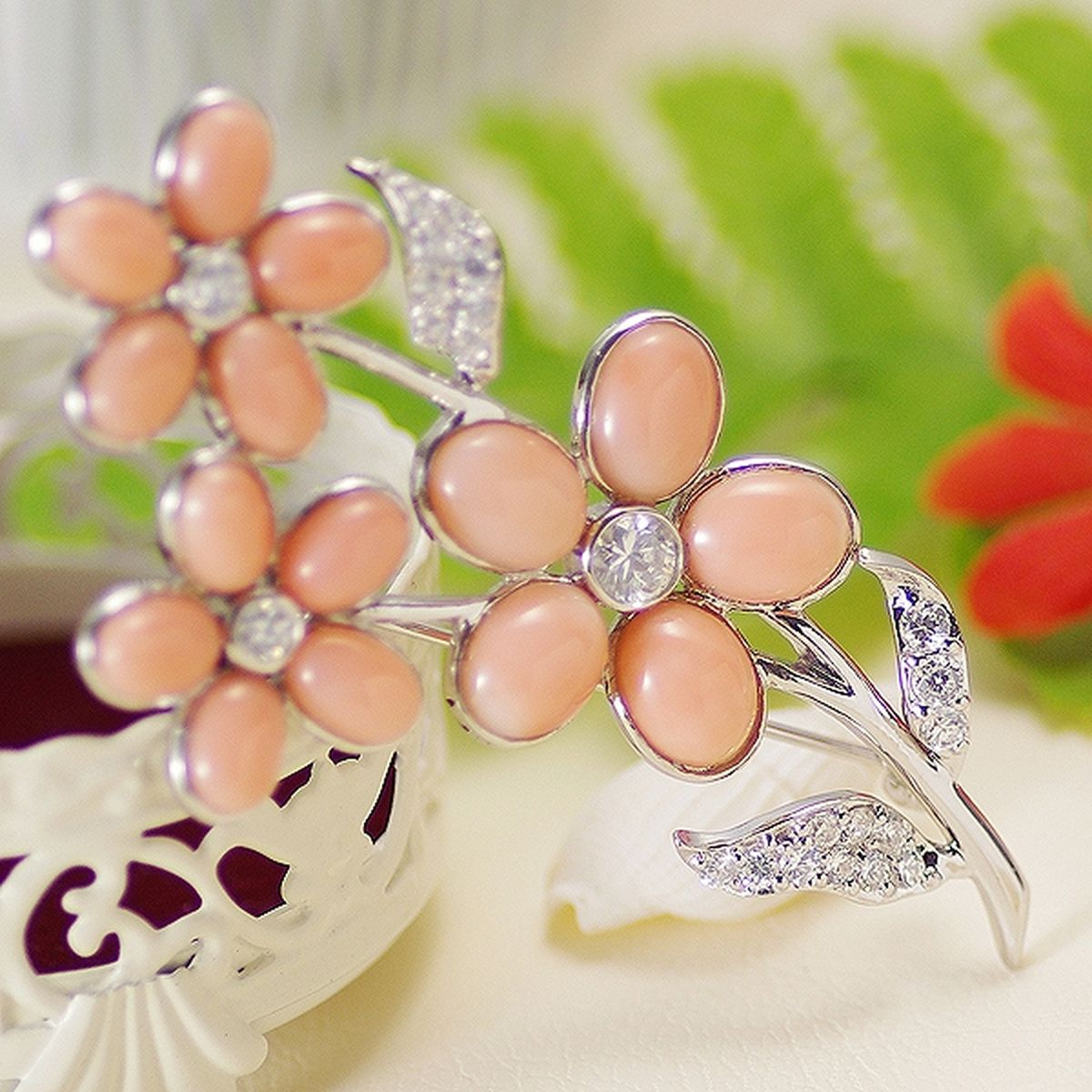ピンク珊瑚 ブローチ シルバー SVの商品詳細 | 真珠専門店パール 