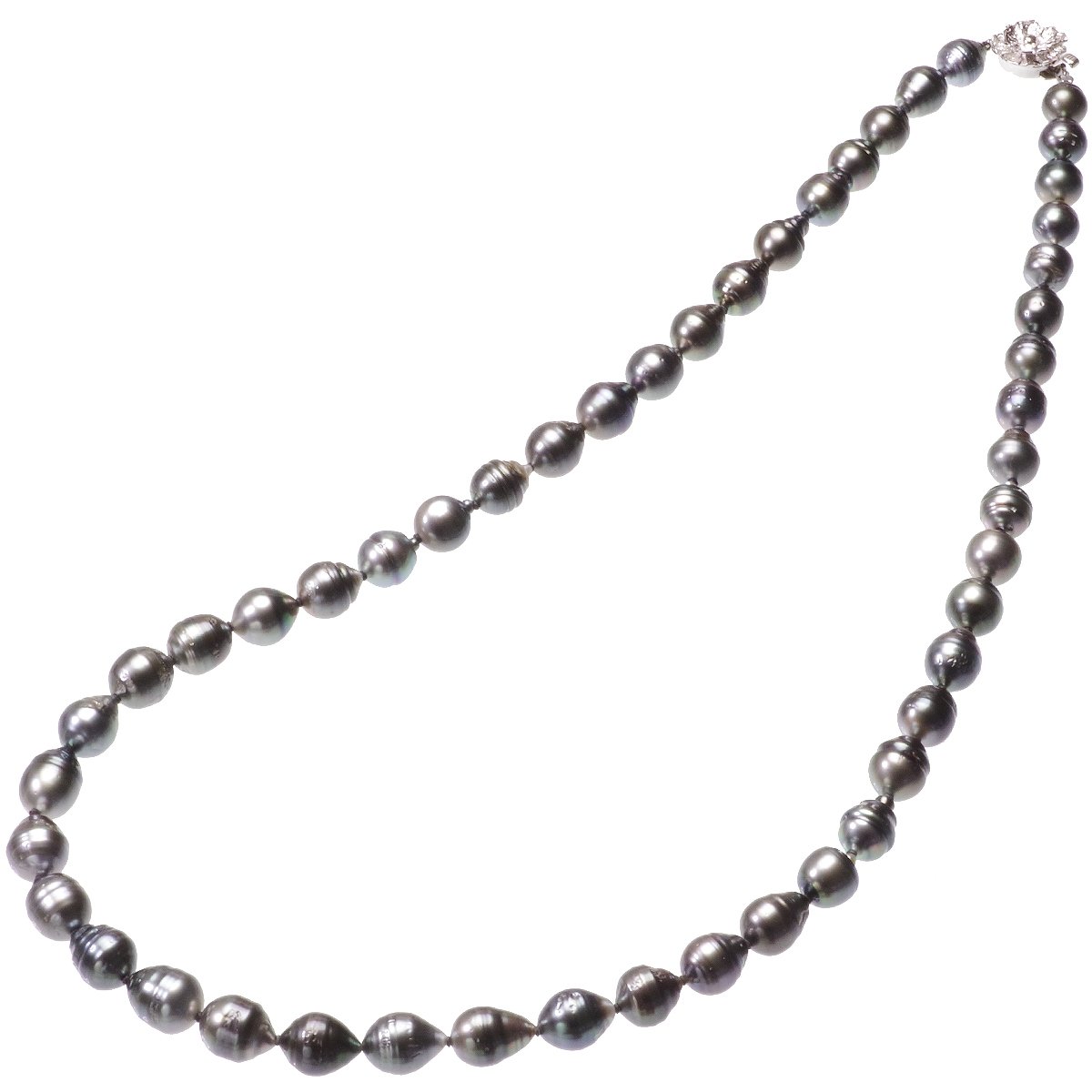 南洋 黒蝶真珠 バロックネックレス 約8.5-11.0mm 約60cm SV 結婚 南洋 黒蝶真珠 バロックネックレス 約8.5-11.0mm 約60cm SV 結婚