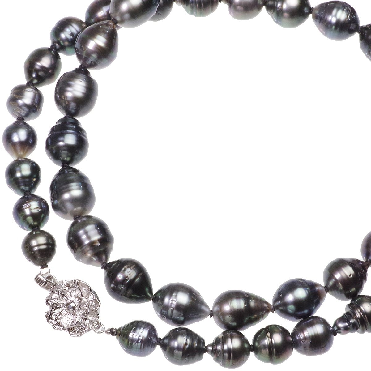南洋 黒蝶真珠 バロックネックレス 約8.5-11.0mm 約60cm SV 結婚式 冠婚葬祭 葬儀 成人式 卒業 入園 入学式 カジュアル 普段使いの写真