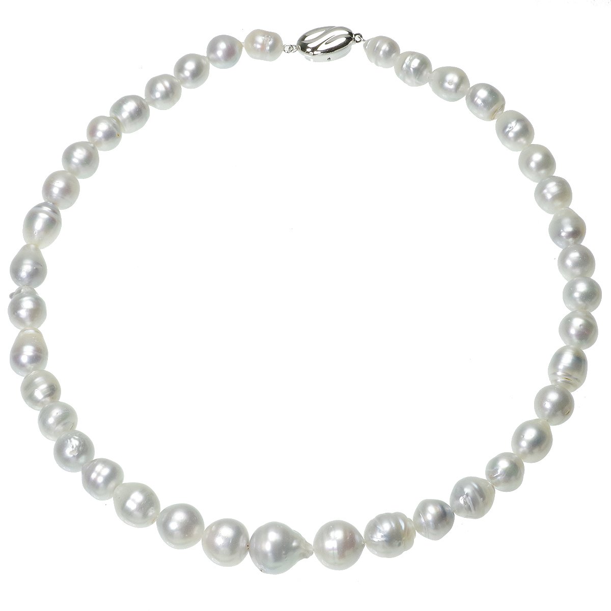 南洋 白蝶真珠 バロック ナチュラルグレー パール ネックレス 約8.0-13.0mm 約45cm シルバー SV 結婚式 冠婚葬祭 葬儀 フォーマル パーティー カジュアル 普段使い 大粒 大ぶりの写真