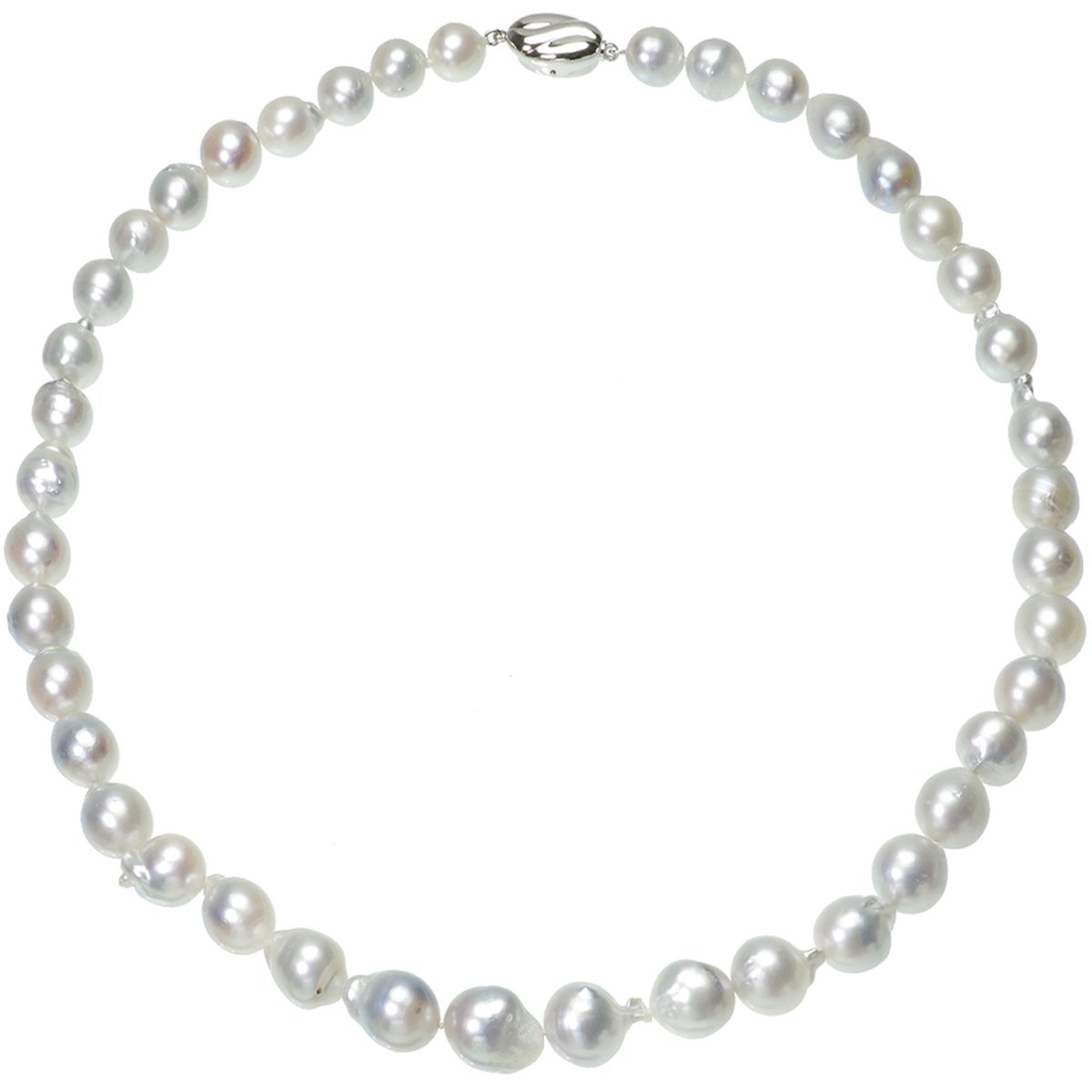 南洋 白蝶真珠 バロック ナチュラルグレー パール ネックレス 約8.5-12.5mm 約50cm シルバー SV 結婚式 冠婚葬祭 葬儀 フォーマル パーティー カジュアル 普段使い 大粒 大ぶりの写真