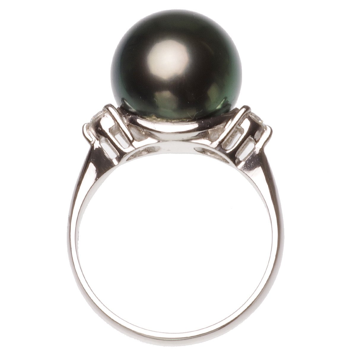 南洋 黒蝶真珠 パールリング 約11.5mm プラチナ (pt900) 黒真珠 指輪