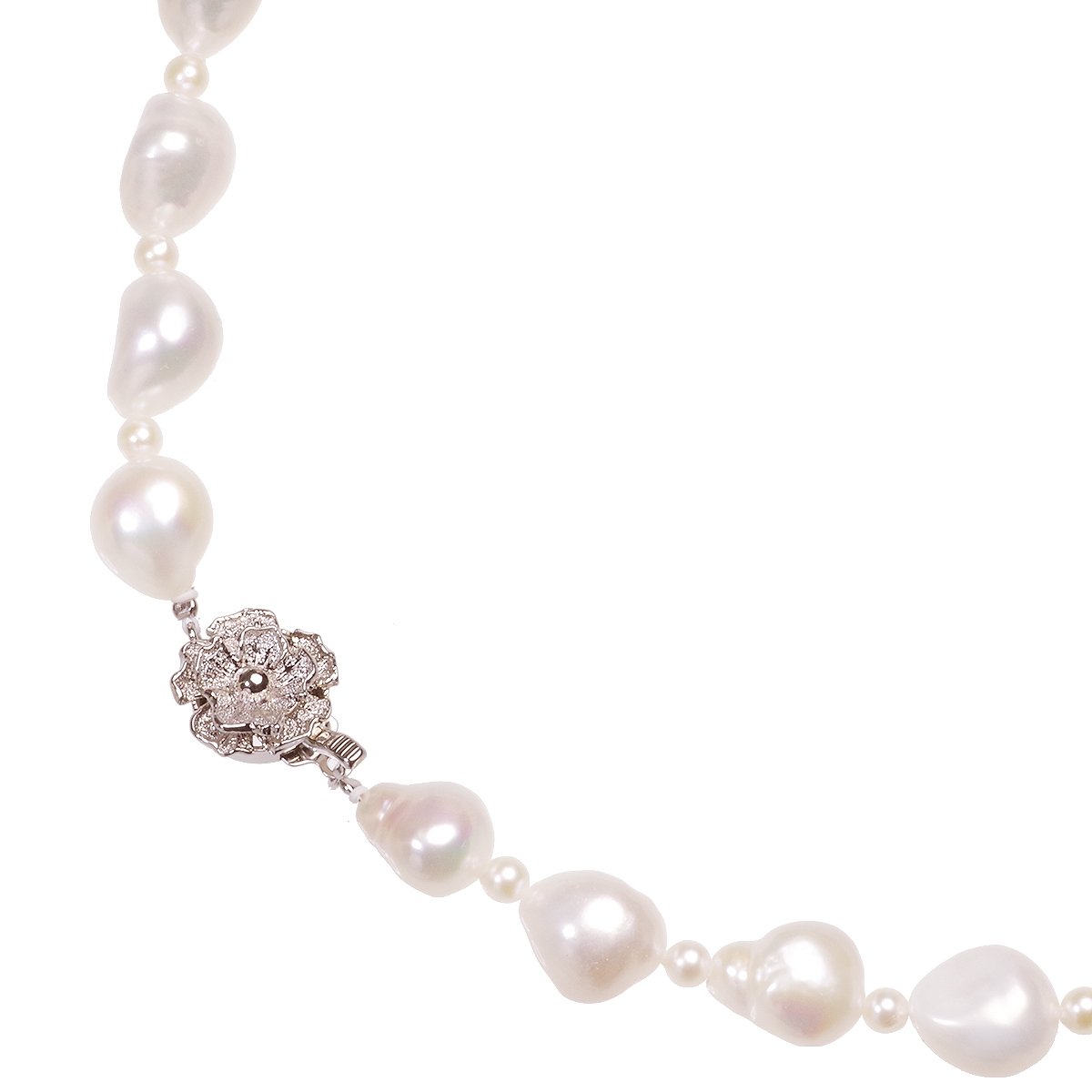 大粒 高級淡水真珠 バロック パール ネックレスセット 約10-11.5mm SV 結婚式 冠婚葬祭 葬儀 プレゼント カジュアル 普段使い 大粒 大ぶりの写真