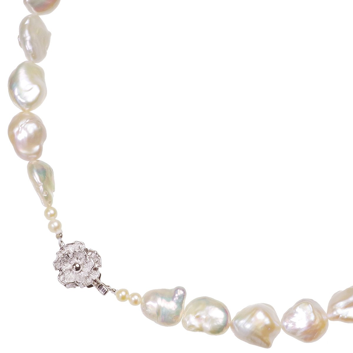 高級 淡水真珠 バロック パールネックレスセット 約11.5-14.5mm SV ナチュラルカラー 結婚式 冠婚葬祭 葬儀 プレゼント カジュアル 普段使い 大粒 大ぶりの写真