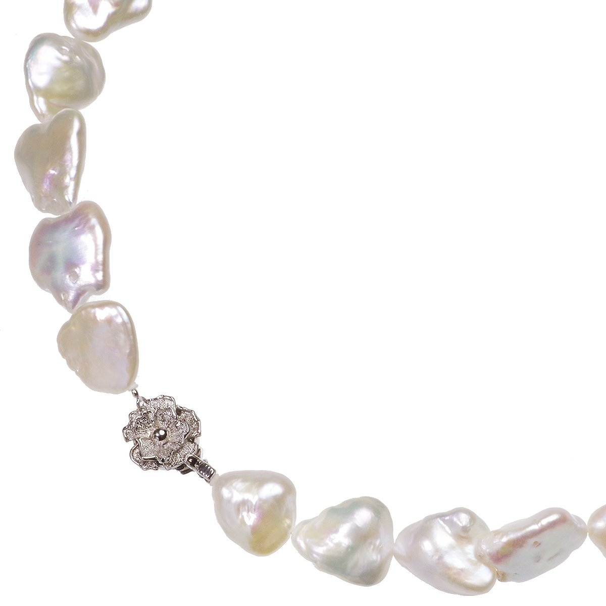 高級 淡水真珠 黒蝶シェル バロック ネックレス 約15.0-18.0mm SV 結婚式 冠婚葬祭 葬儀 プレゼント カジュアル 普段使い 大粒 大ぶりの写真