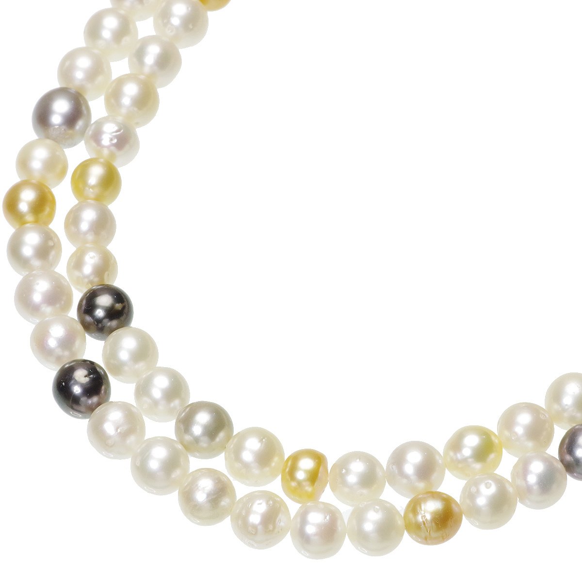 南洋 白蝶 黒蝶真珠 バロック マルチカラー セミロングネックレス 約6.5-9.5mm 約85cm シルバー SV 結婚式 冠婚葬祭 葬儀 フォーマル パーティー カジュアル 普段使い 大粒 大ぶりの写真