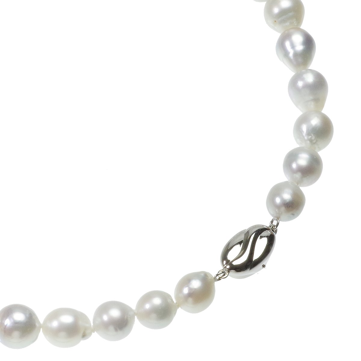南洋 白蝶真珠 バロック ナチュラルグレー パール ネックレス 約8.5-12.5mm 約50cm シルバー SV 結婚式 冠婚葬祭 葬儀 フォーマル パーティー カジュアル 普段使い 大粒 大ぶりの写真
