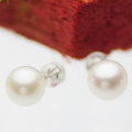 パール ピアス 高級 淡水真珠 一粒 スタッドピアス 約8.5mm シルバーSVの写真
